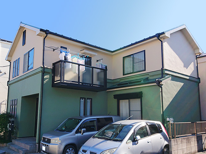 東京都葛飾区2階建住宅のナノコンポジットFを使って塗り替えた外壁塗装・屋根塗装工事の施工事例
